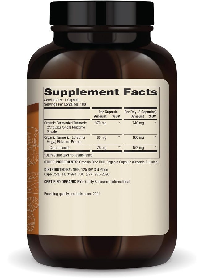 Dr. Mercola Organic Fermented Turmeric, 90 Servings (180 Capsules), Dietary Supplement - Image 2